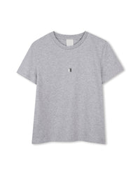 T-shirt avec broderie en coton - Gris Chiné