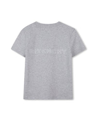 T-shirt avec broderie en coton - Gris Chiné