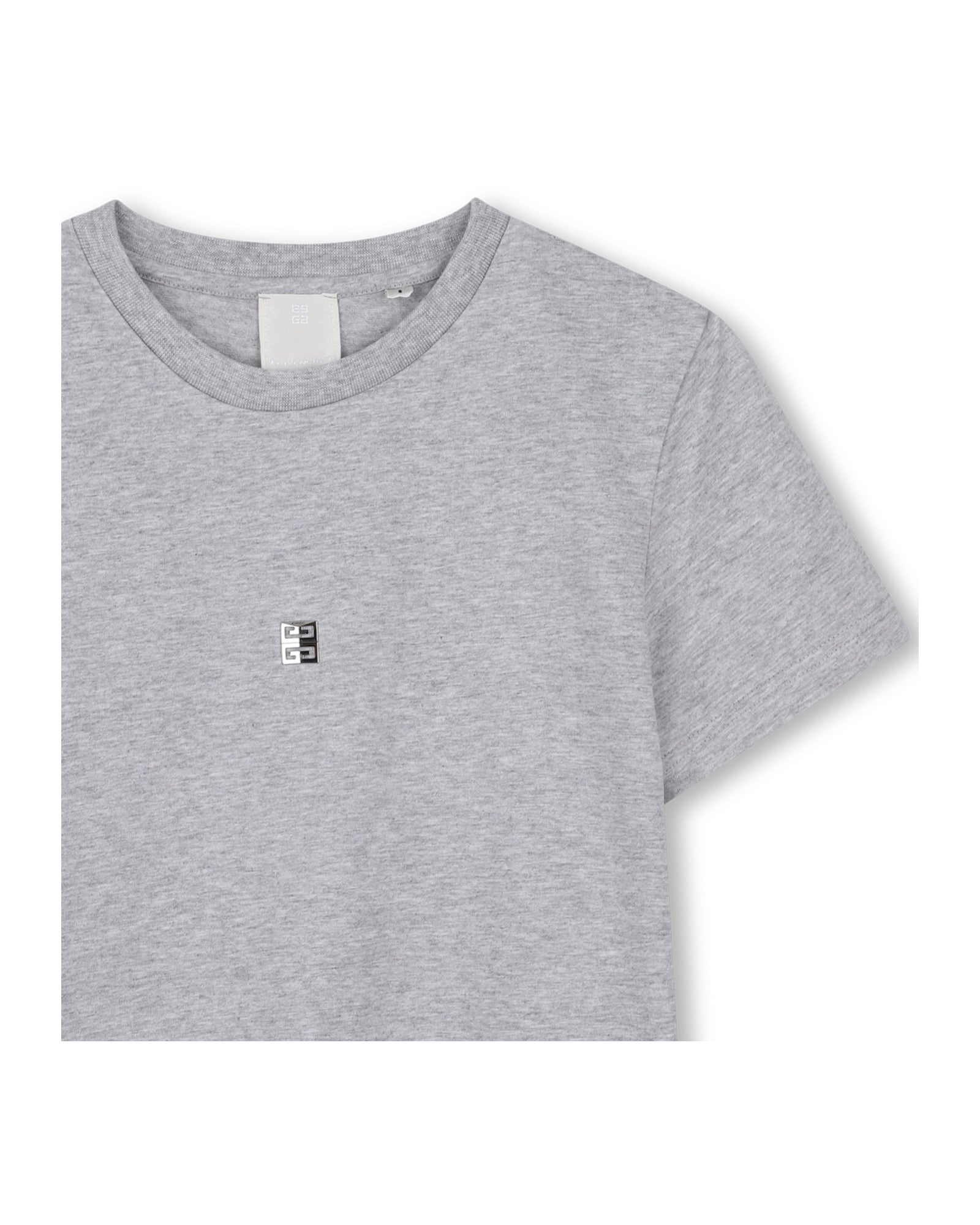 T-shirt avec broderie en coton - Gris Chiné