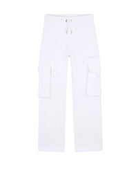 Cotton elasticated waistband trousers - White