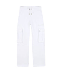 Pantalon à taille élastiquée en coton - Blanc