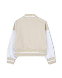 Cotton bomber with press stud fastening - Lime Stone