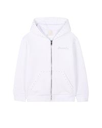 Gilet logo à capuche en molleton - Blanc