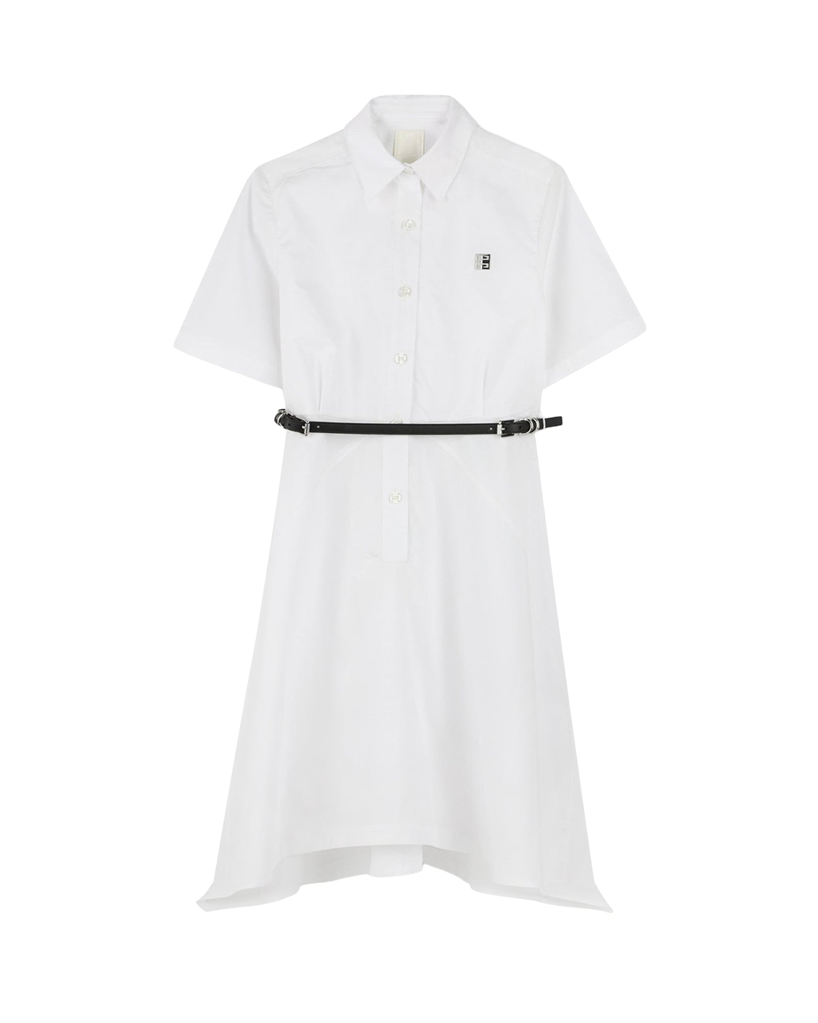 Robe en popeline ceinturée - Blanc