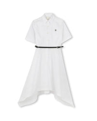 Robe en popeline ceinturée - Blanc