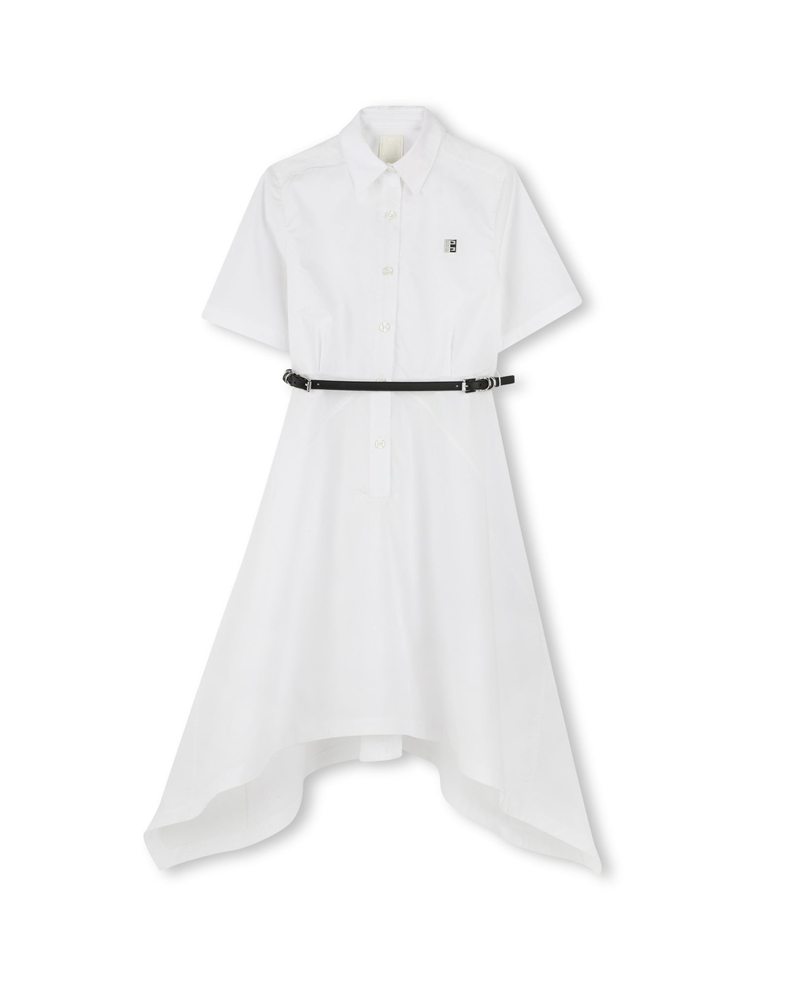 Robe en popeline ceinturée - Blanc
