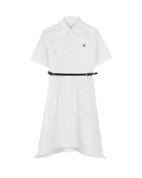 Robe en popeline ceinturée - Blanc