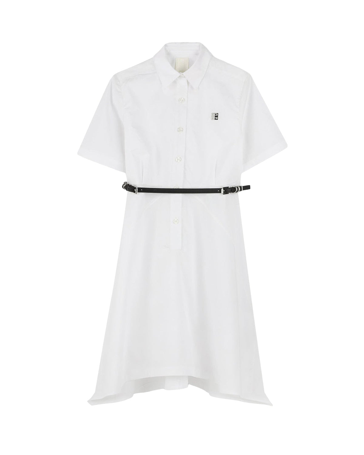 Robe en popeline ceinturée - Blanc