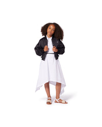 Robe en popeline ceinturée - Blanc