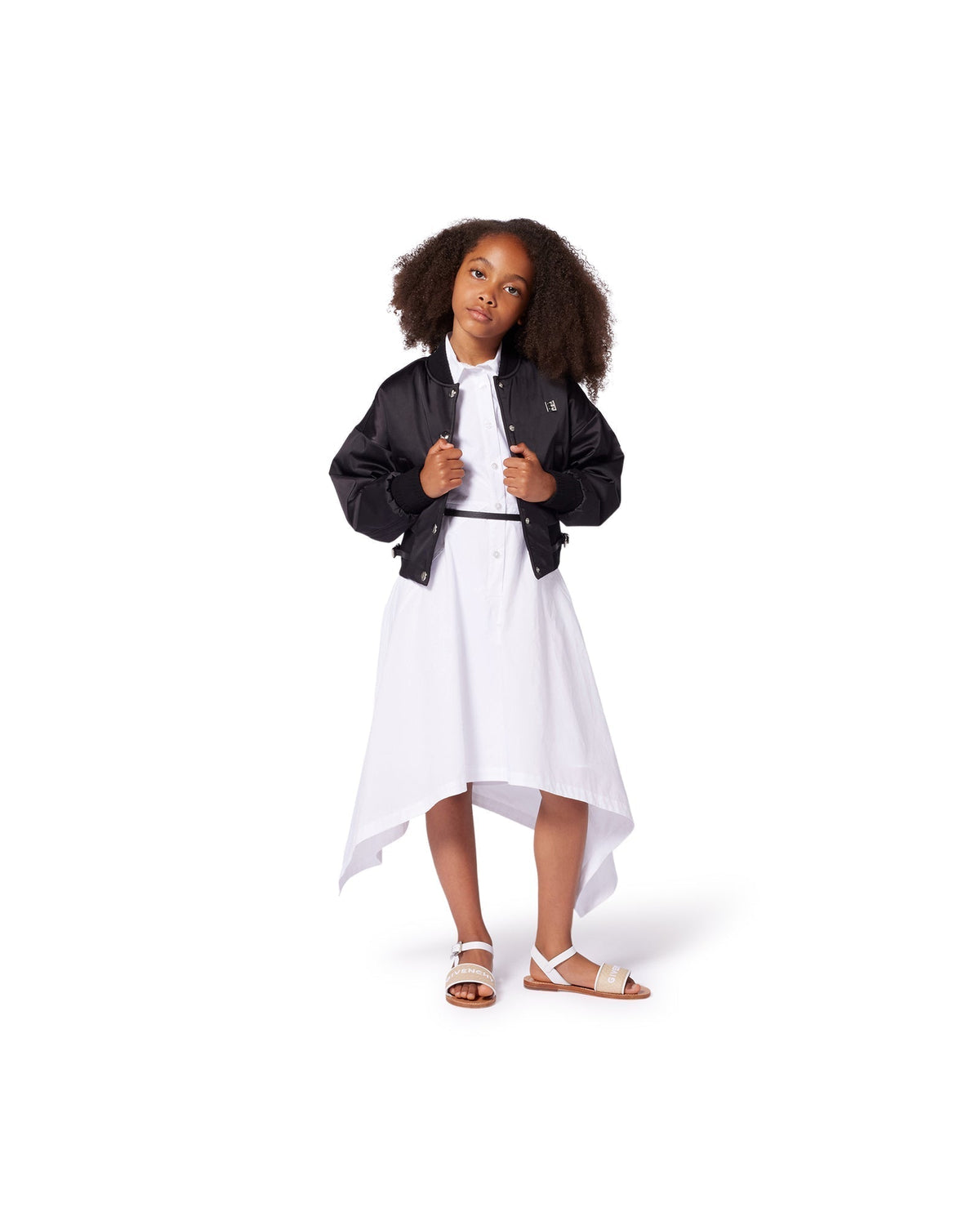Robe en popeline ceinturée - Blanc