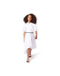 Robe en popeline ceinturée - Blanc