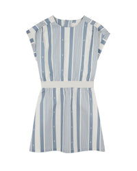 Robe à rayures en lin - Bleu Blanc