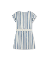 Robe en rayures en lin - Bleu Blanc