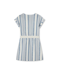 Robe à rayures en lin - Bleu Blanc