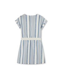 Robe en rayures en lin - Bleu Blanc