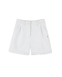 Short avec broderie en tweed - Blanc
