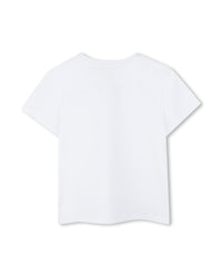 T-shirt avec bande de strass en coton - Blanc