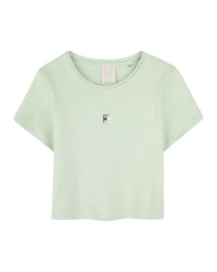 T-shirt à broderies en coton - Canary Green