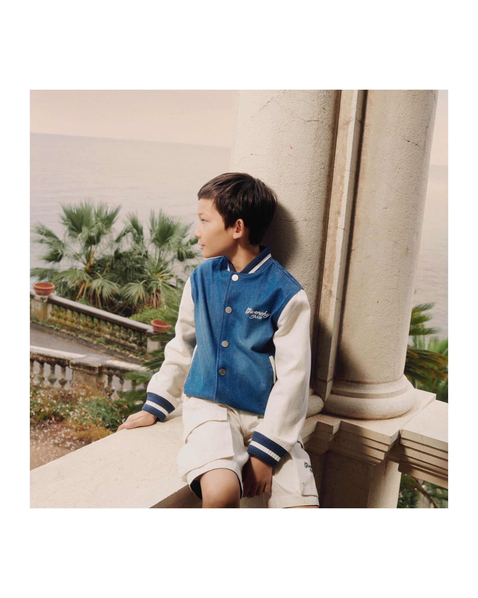 Bomber bicolore en chevron - Denim Blue