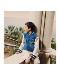 Bomber à chevron en coton - Denim Blue