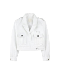 Veste broderie en tweed - Blanc