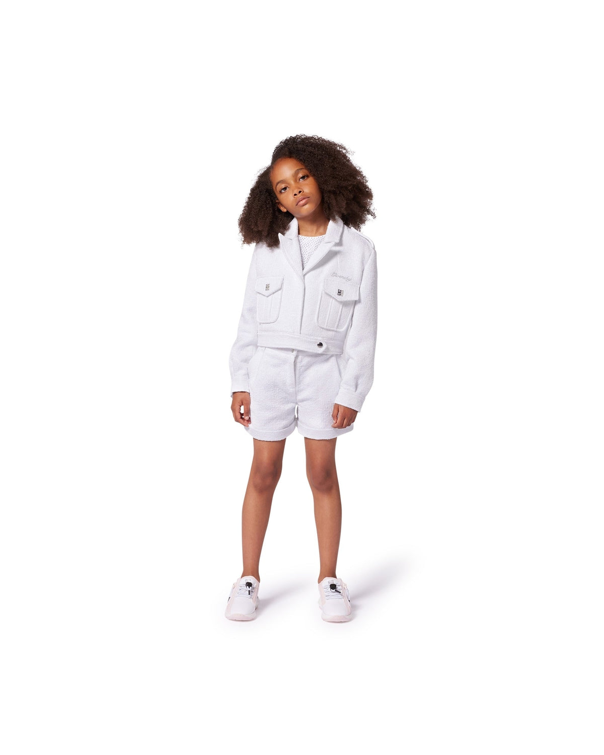 Veste broderie en tweed - Blanc