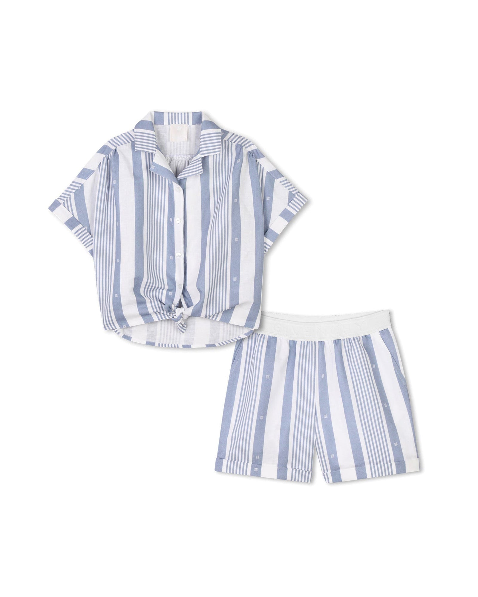 Linen striped shirt and shorts set - Blue White