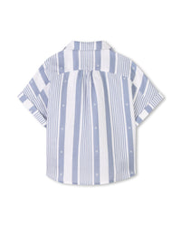 Linen striped shirt and shorts set - Blue White