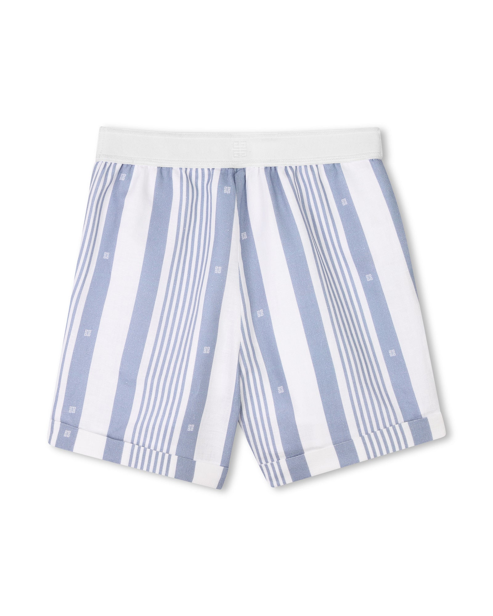 Ensemble chemise et short à rayures en lin - Bleu Blanc