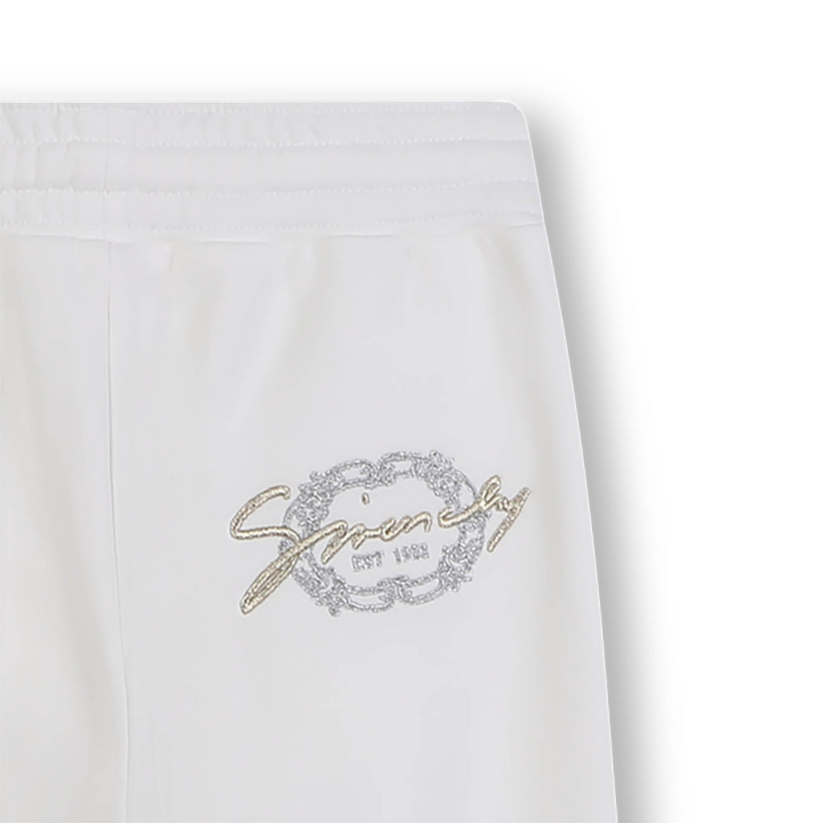 Pantalon brodé taille élastiquée - Offwhite