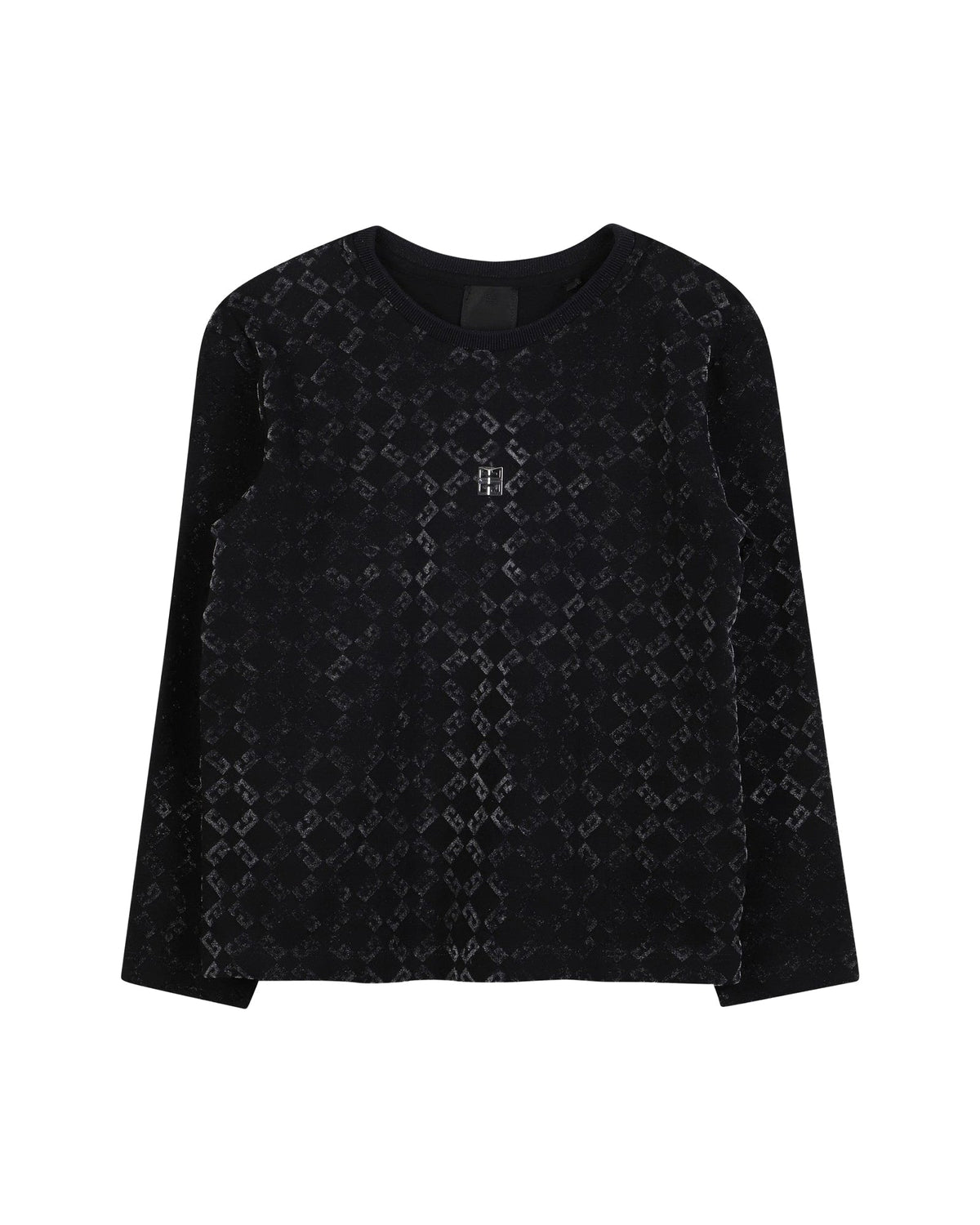 T-shirt manches longues à motif jacquard - Black