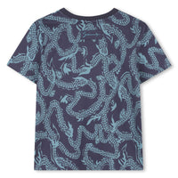 T-shirt col rond à motif dragon - Bleu Nuit