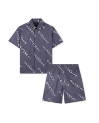 Ensemble chemise + short - Gris Blanc