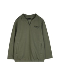 Sweat col polo en molleton - Vert Treillis