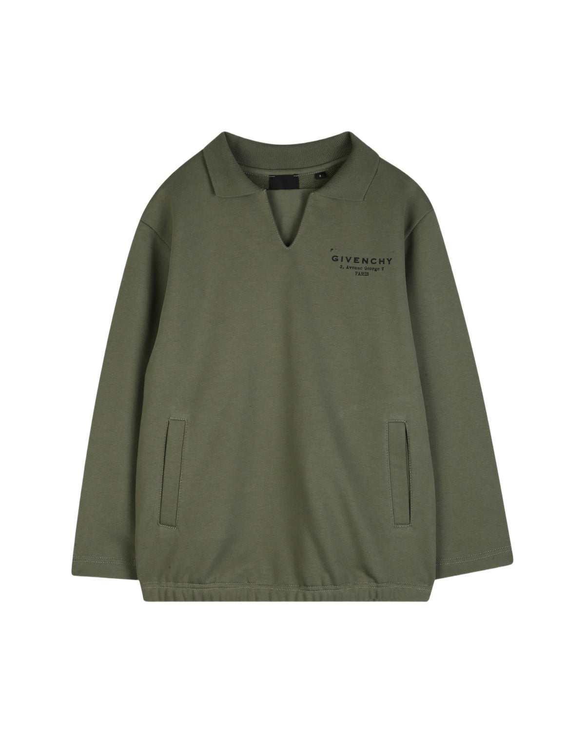 Sweat col polo en molleton - Vert Treillis