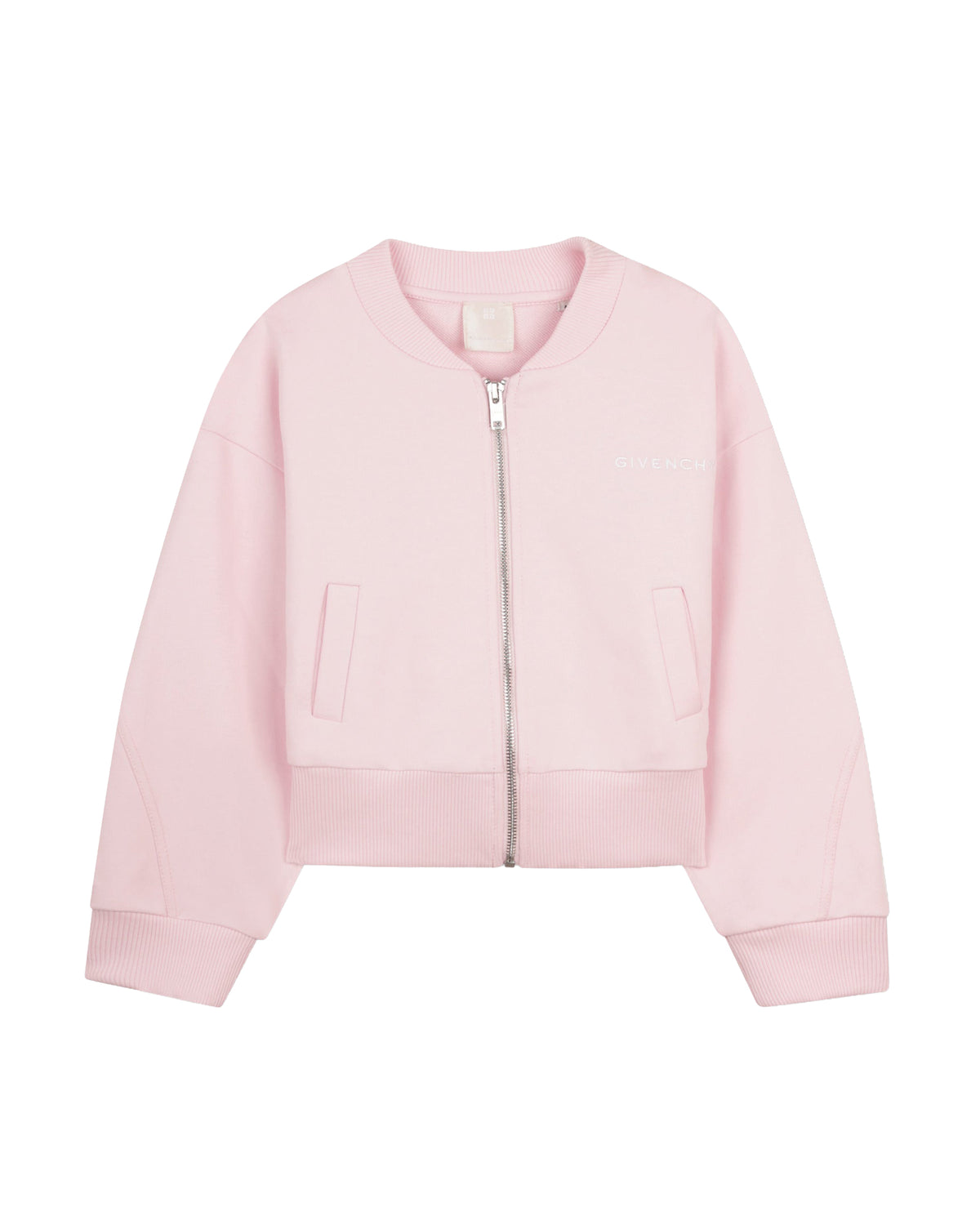 Cardigan zippé et brodé - Marshmallow