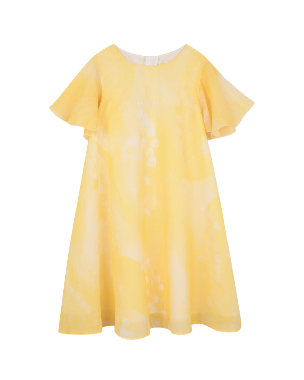 Robe en voile de coton imprimé graphisme muguet - Fenouil