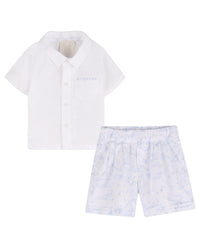 Ensemble chemise et short - Blanc Bleu