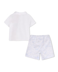 Ensemble chemise et short - Blanc Bleu