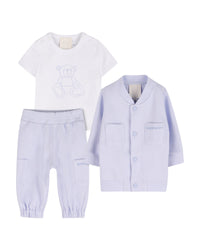 Ensemble cardigan pantalon et t-shirt - Ciel