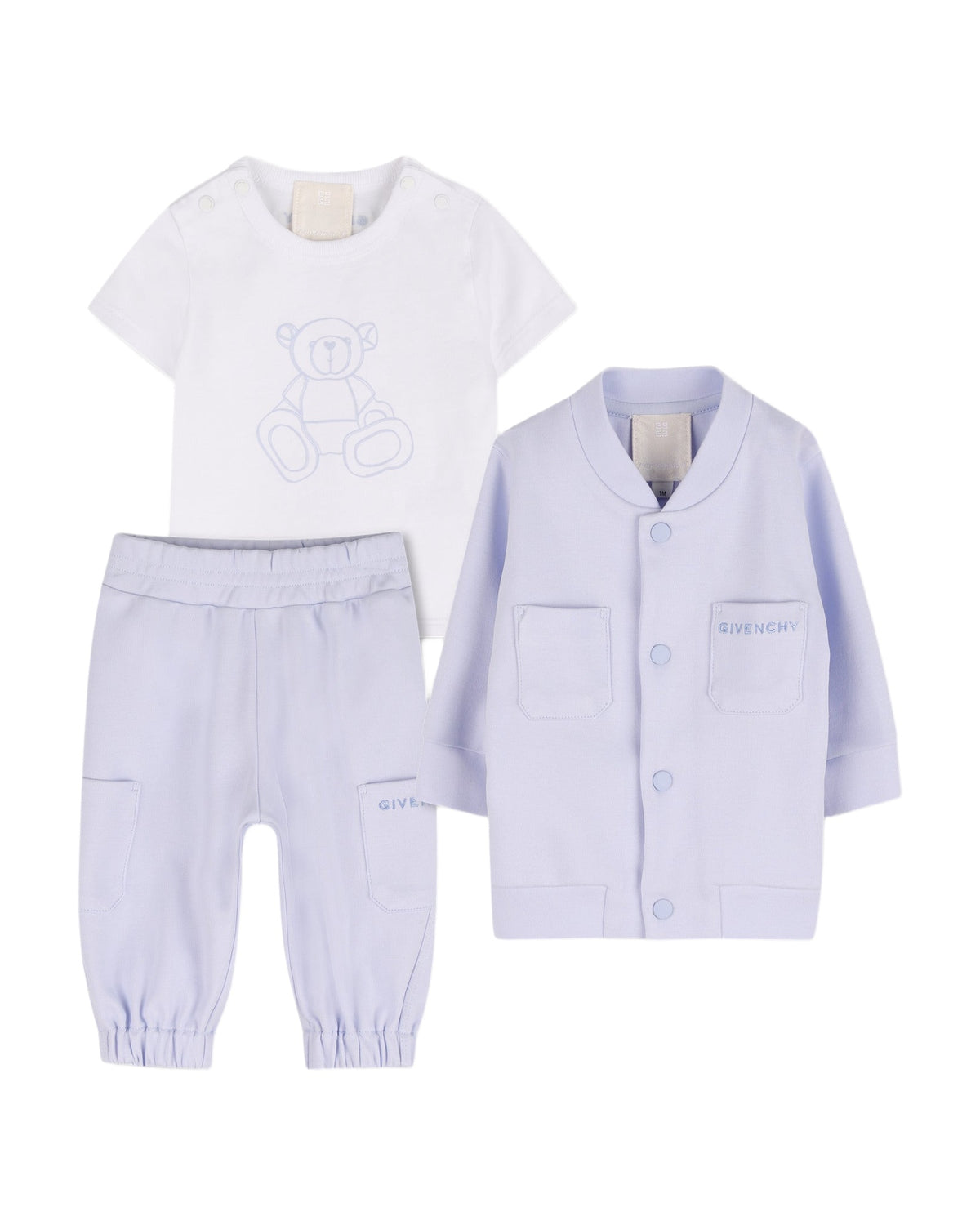 Ensemble cardigan pantalon et t-shirt - Ciel