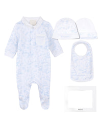 Ensemble pyjama bonnet et bavoir - Blanc Bleu