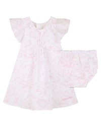 Ensemble robe et bloomer en popeline de coton - Blanc Rose