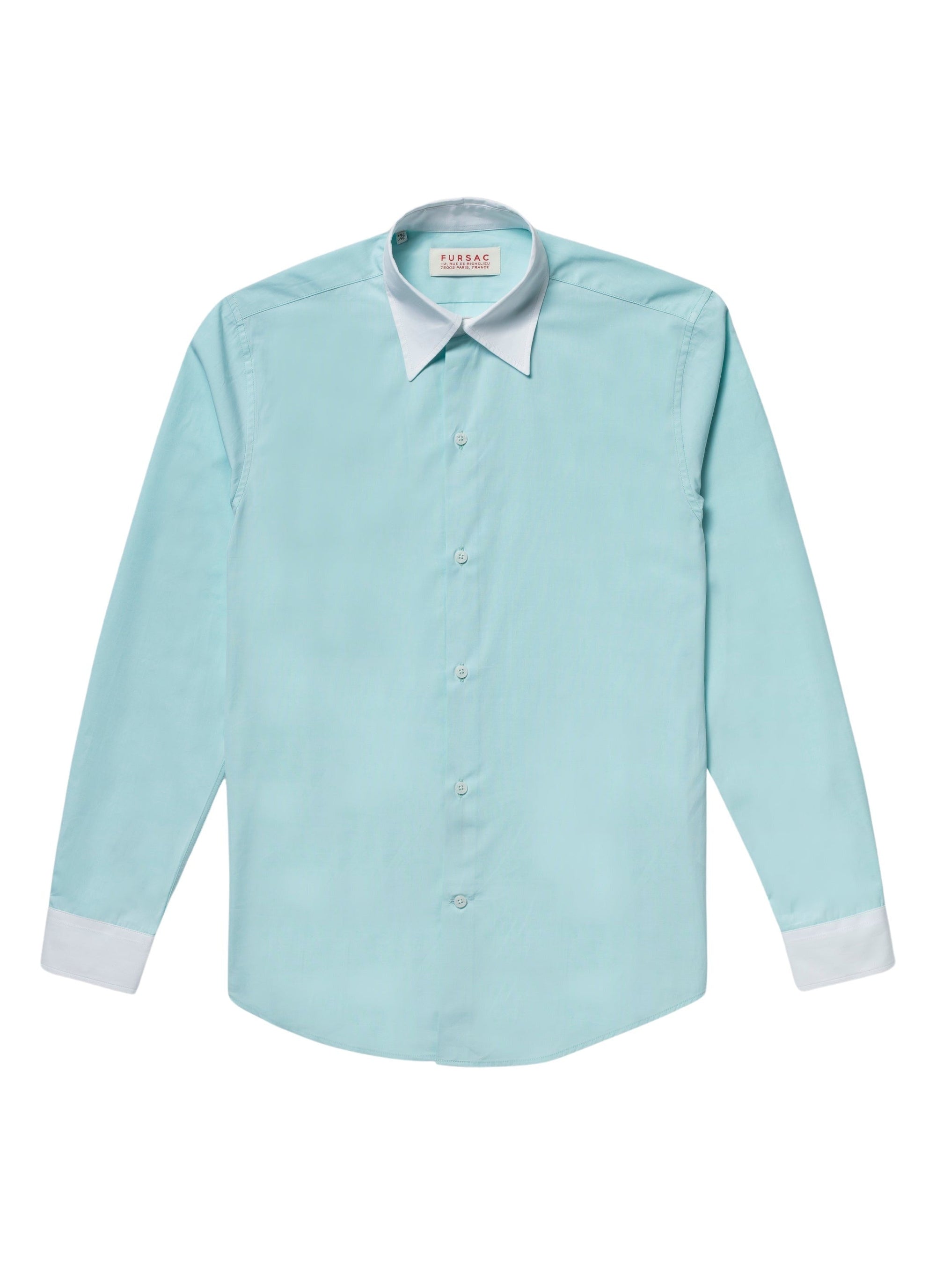 Chemise coupe ajustée à col hirondelle - Turquoise