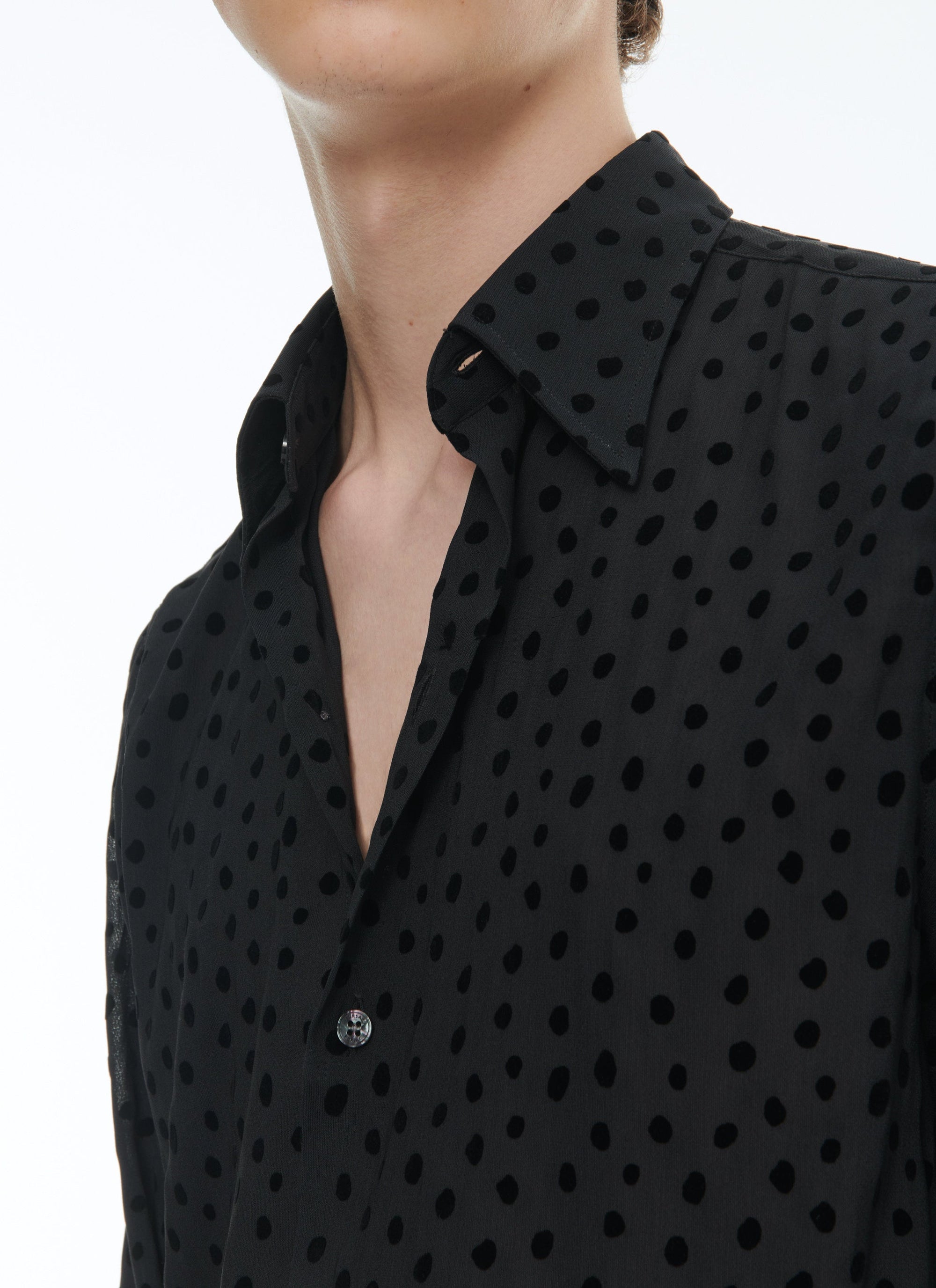 Velvet polka dot shirt - Black