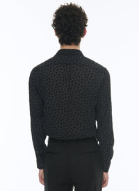 Velvet polka dot shirt - Black