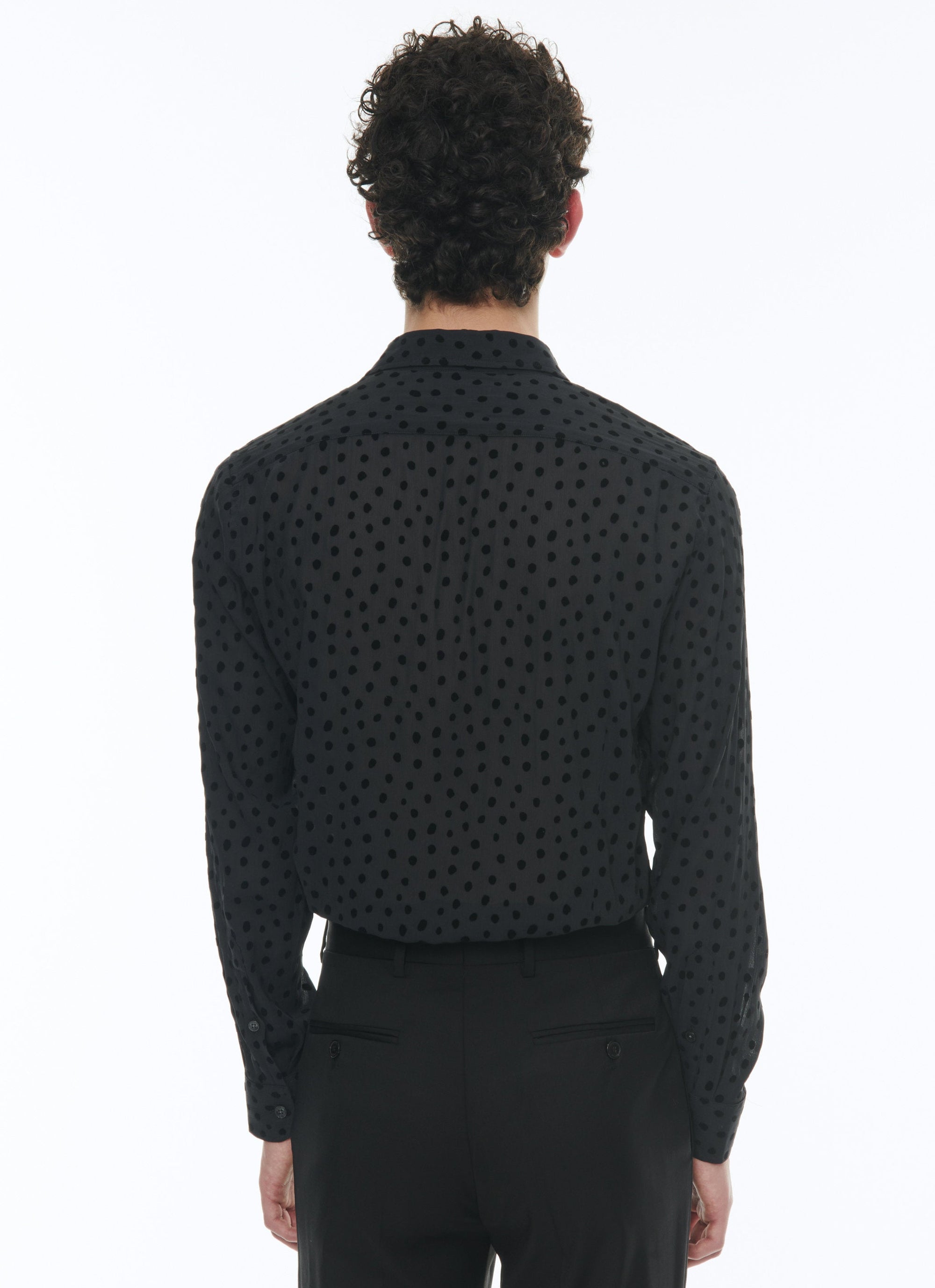 Velvet polka dot shirt - Black