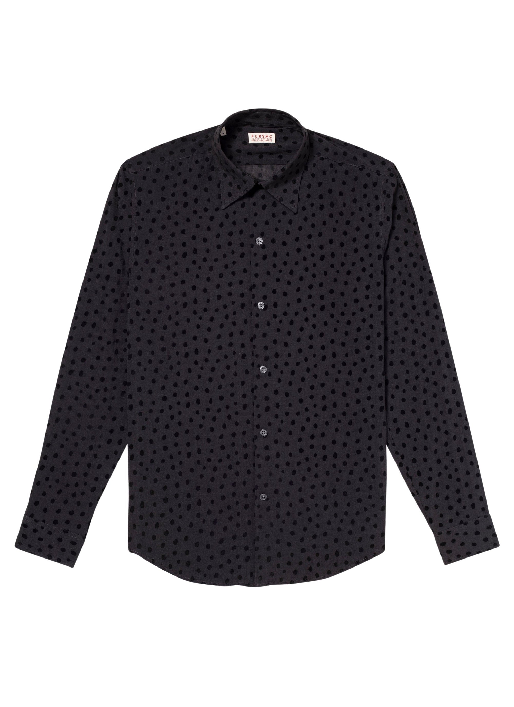 Velvet polka dot shirt - Black