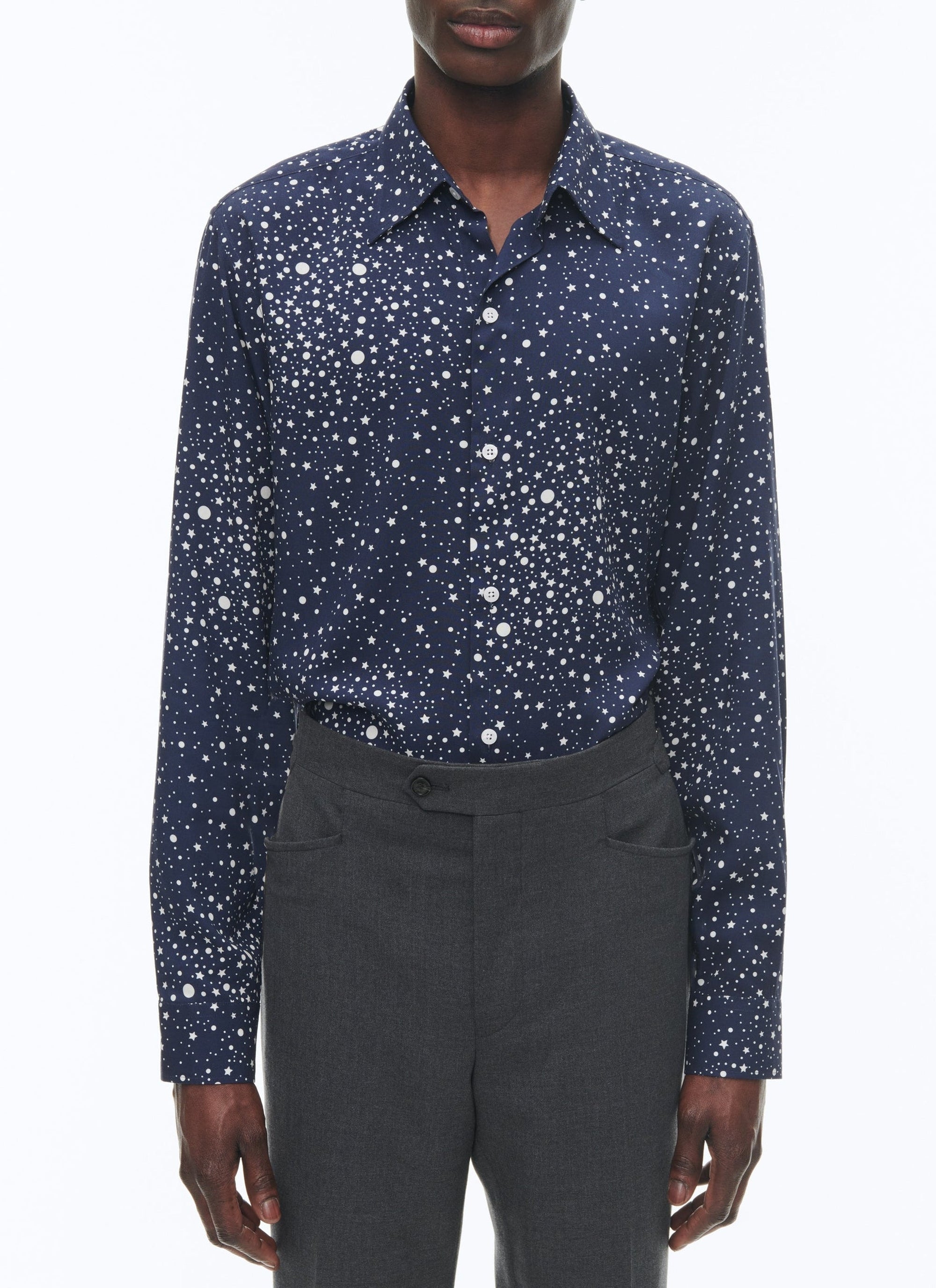 Swallow-neck shirt - Navy blue