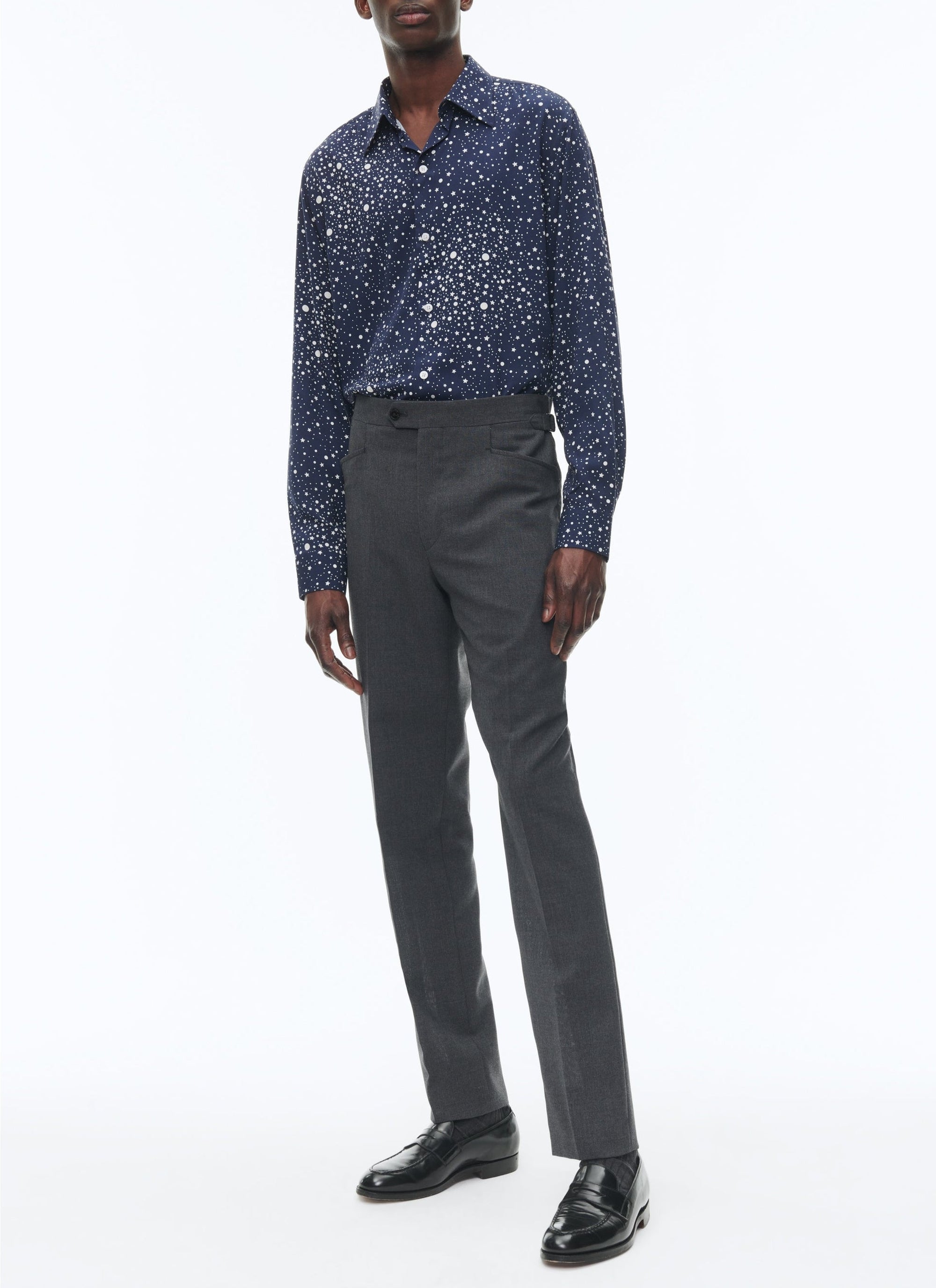 Swallow-neck shirt - Navy blue